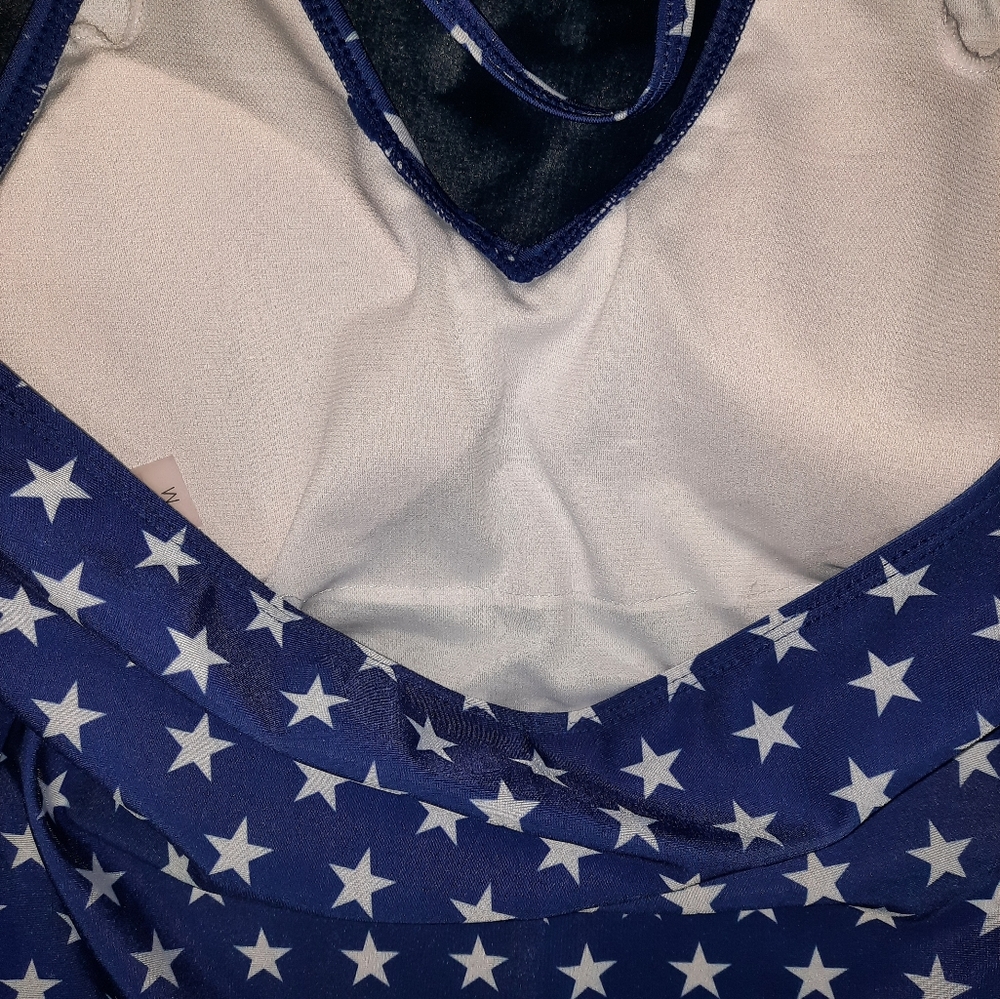 Bobbie Brooks Patriotic Stars Tankini Top SZ M - Picture 4 of 5